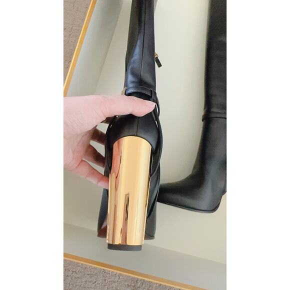 Fendi 105MM Leather Traced Heel Boots 38.5 Nero - Picture 7 of 11